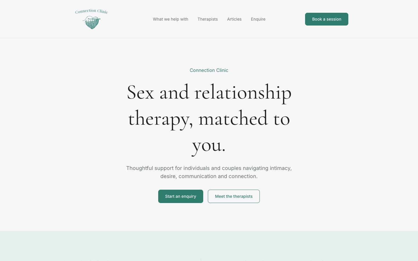 Connection Clinic website at desktop width