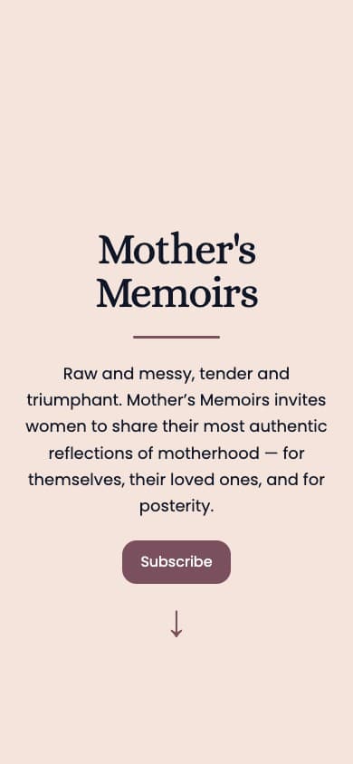 Mother’s Memoirs website at mobile width